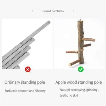 kathson Parrots Perch Natural Fruit Wood Stand Toy Branch Paw Grinding Standing Climbing Toy Cage Accessories for Small and Medium Birds,Parakeets,Lovebirds,African Grey,Cockatiels