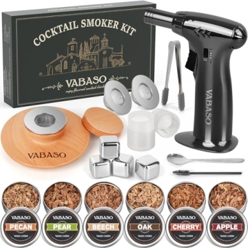 Cocktail Smoker Kit with Torch - 6 Flavor Wood Chips for Whiskey