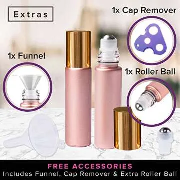 Rose Gold Essential Oil Roller Bottles Set for Aromatherapy