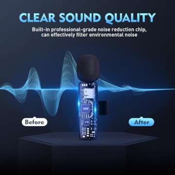 TUTGLOBAL New Mini Wireless Microphone for iPhone iPad Android,Lavalier Microphone for Video Recording,2 Pack iPhone Mic Crystal Clear Recording with USB-C for Podcast Microphone,4 Extra Windscreens