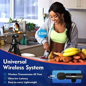 TUTGLOBAL New Mini Wireless Microphone for iPhone iPad Android,Lavalier Microphone for Video Recording,2 Pack iPhone Mic Crystal Clear Recording with USB-C for Podcast Microphone,4 Extra Windscreens