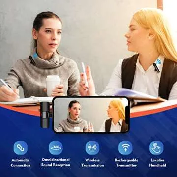 TUTGLOBAL New Mini Wireless Microphone for iPhone iPad Android,Lavalier Microphone for Video Recording,2 Pack iPhone Mic Crystal Clear Recording with USB-C for Podcast Microphone,4 Extra Windscreens