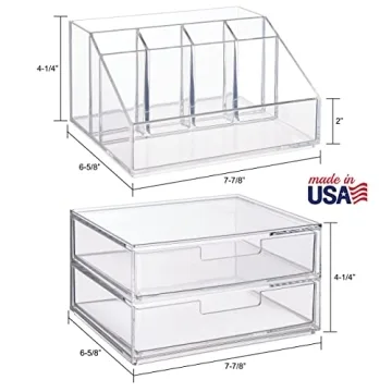 STORi Chloe Stackable Makeup Organizer Bundle made in USA