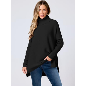 ANRABESS Oversized Turtleneck Batwing Sweater for Women