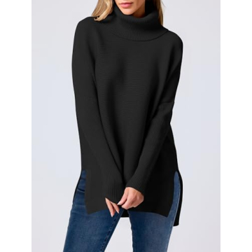 ANRABESS Oversized Turtleneck Batwing Sweater for Women