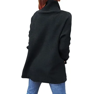 ANRABESS Oversized Turtleneck Batwing Sweater for Women