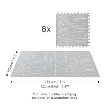 Toddlekind Playmat - Premium Foam Playmat, 4 x 6 feet, 6 Tile Extra Thick Foam Floor Puzzle Mat for Babies/Toddlers Stylish, Non-Toxic, Odorless. Perfect for Tummy Time, Crawling & Play. 0m+ (Gray)