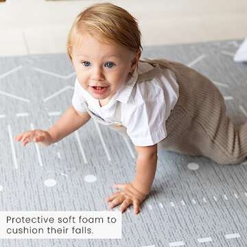 Toddlekind Playmat - Premium Foam Playmat, 4 x 6 feet, 6 Tile Extra Thick Foam Floor Puzzle Mat for Babies/Toddlers Stylish, Non-Toxic, Odorless. Perfect for Tummy Time, Crawling & Play. 0m+ (Gray)