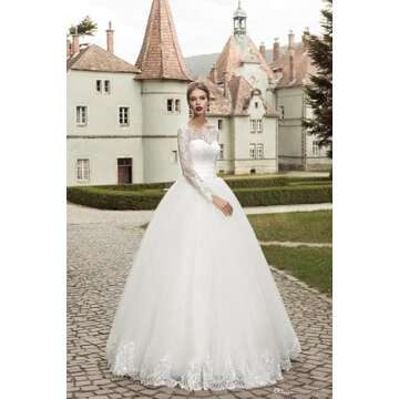 Yen Town Tulle Wedding Dress with Long Sleeves for Brides