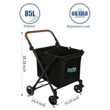Sturdy 85L Foldable Shopping Cart with Cooler Bag