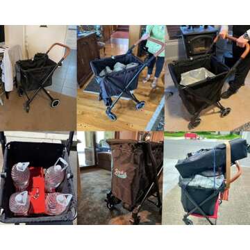 Sturdy 85L Foldable Shopping Cart with Cooler Bag