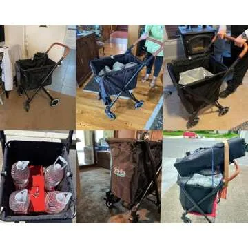 Sturdy 85L Foldable Shopping Cart with Cooler Bag