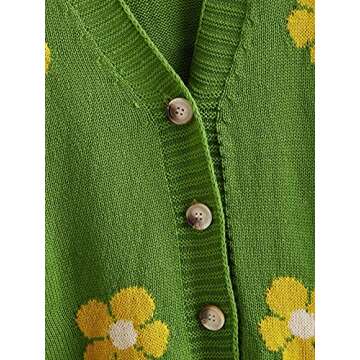 MakeMeChic Women's Plus Size Floral Print Long Sleeve Drop Shoulder Cardigan Coat Green 2XL