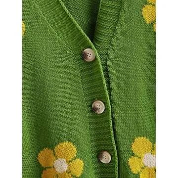 MakeMeChic Women's Plus Size Floral Print Long Sleeve Drop Shoulder Cardigan Coat Green 2XL