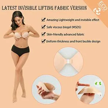 lalaWing Adhesive Bra, Sticky Strapless Fabric Bra Invisible Apply to Women Daily Dress Comes with Nipple Covers (C, Nude)