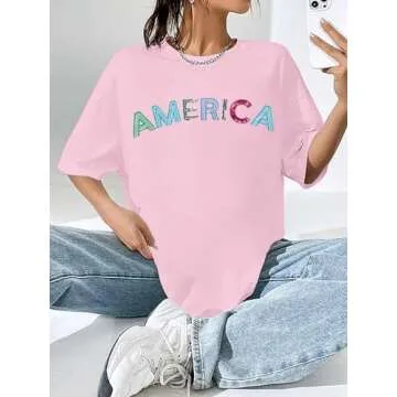 VILOVE Patriotic Sequin Oversized Shirt for Women