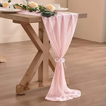 Elegant Socomi Blush Pink Chiffon Table Runner 29x120 Inches