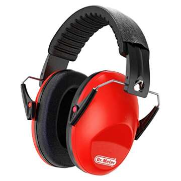 Dr.meter Ear Muffs for Noise Reduction: SNR27.4 Noise Cancelling Headphones for Kids with Adjustable Headband - Noise Cancelling Ear Muffs for Monster Jam, Football Game, Fireworks and Air Shows - Red