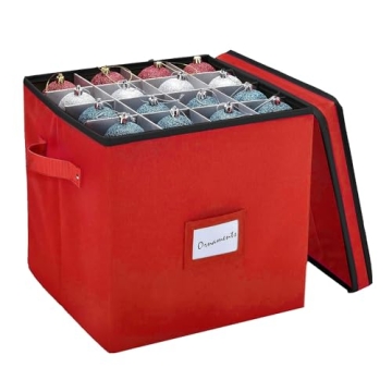 Handy Laundry Christmas Ornament Storage Box - Holds Up to 64 Ornaments, Adjustable, Lightweight, wi...