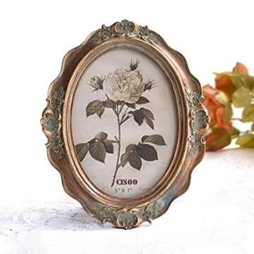 CISOO Vintage Oval Picture Frame 5x7 Antique Photo Frame for Home Decor