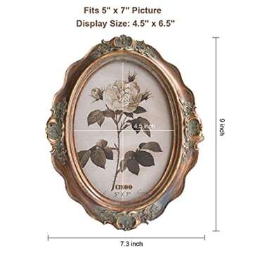 CISOO Antique Bronze Oval Picture Frame 5x7 Inch