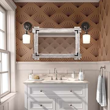MeMoreCool Farmhouse Rustic Wood Framed Bathroom Mirror, Decorative Wall Mounted Rectangular Mirror for Bedroom, Living Room, or Bathroom, 24x36 Inch, White