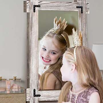 MeMoreCool Farmhouse Rustic Wood Framed Bathroom Mirror, Decorative Wall Mounted Rectangular Mirror for Bedroom, Living Room, or Bathroom, 24x36 Inch, White