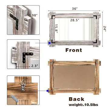 MeMoreCool Farmhouse Rustic Wood Framed Bathroom Mirror, Decorative Wall Mounted Rectangular Mirror for Bedroom, Living Room, or Bathroom, 24x36 Inch, White