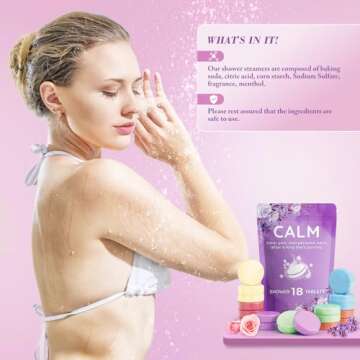 DeckTheHalls 18 Pack Shower Steamers - Valentine's Day Presents - Shower Bombs with Lavender Mint Rose Coco Sea Grapefruit Natural Fragrance, Self Care & Relaxation Presents for Women and Men