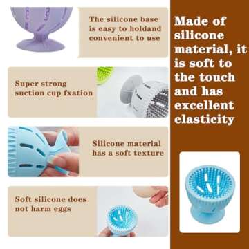 Egg Wash and Brush ，Silicone Egg Cleaning Brush for Fresh Farm Eggs, Removes Dirt and Debris from Eggshells - Ideal for Backyard Chicken Keepers and Egg Collectors (Blue,Large-XL Sized Eggs)