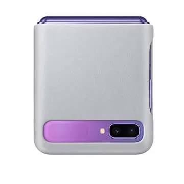 Samsung Galaxy Z Flip Genuine Leather Cover - Light Gray