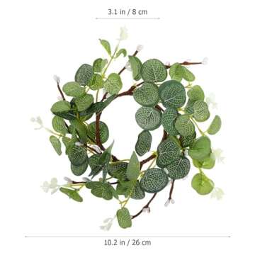 Operitacx 2pcs Easter Candle Ring Wreaths Artificial Eucalyptus Leaves Wreaths Farmhouse Candle Wreaths Greenery Wreath Spring Wreath Blossom Garland for Table Centerpiece Front Door Decor