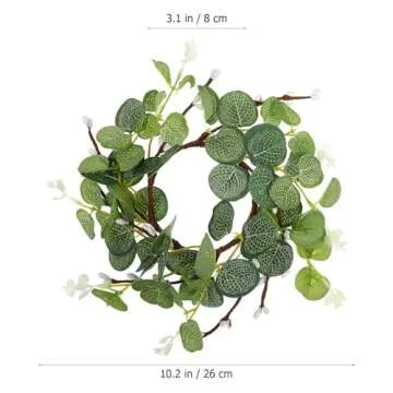Operitacx 2pcs Easter Candle Ring Wreaths Artificial Eucalyptus Leaves Wreaths Farmhouse Candle Wreaths Greenery Wreath Spring Wreath Blossom Garland for Table Centerpiece Front Door Decor