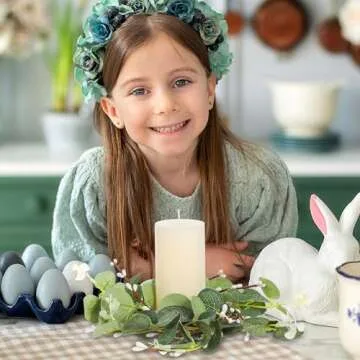 Operitacx 2pcs Easter Candle Ring Wreaths Artificial Eucalyptus Leaves Wreaths Farmhouse Candle Wreaths Greenery Wreath Spring Wreath Blossom Garland for Table Centerpiece Front Door Decor