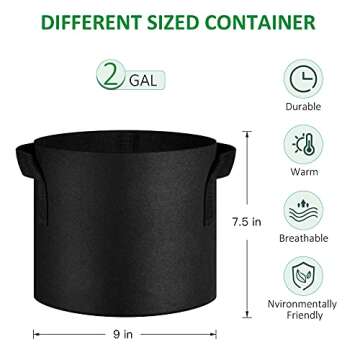 JNYONG 12-Pack 2 Gallon Thickened Non-Woven Grow Bags, Aeration Fabric Pots with Handles