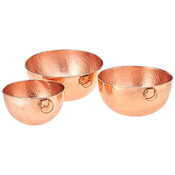 Solid Copper Beating Bowls Set - Perfect for Cooking