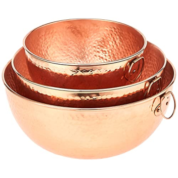 Solid Copper Beating Bowls Set - Perfect for Cooking