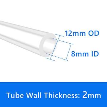 Quickun Silicone Tubing - 8mm ID x 12mm OD Food Grade Tube for Brewing