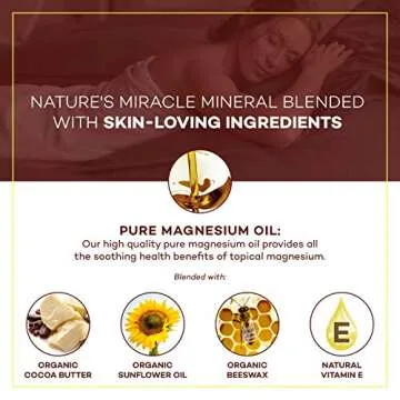 Seven Minerals, Natural Magnesium Cream for Pain Calm, Leg Cramps, Sleep & Muscle Soreness With Moisturizing Organic Cocoa Butter & Vitamin E - No Harmful Ingredients USA Made Safe for Kids (8 fl oz)