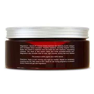 Seven Minerals, Natural Magnesium Cream for Pain Calm, Leg Cramps, Sleep & Muscle Soreness With Moisturizing Organic Cocoa Butter & Vitamin E - No Harmful Ingredients USA Made Safe for Kids (8 fl oz)