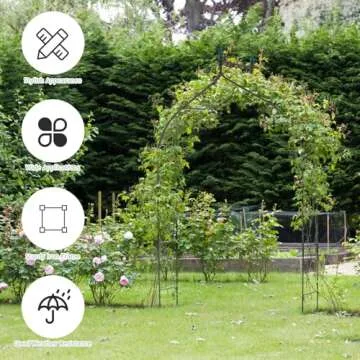GOFLAME Garden Arch Steel, Rose Arbor for Various Climbing Plant, Outdoor Garden Lawn Backyard, Gothic Style Heavy Duty Wedding Party Ceremony Decoration (Black)