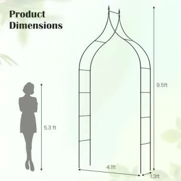 GOFLAME Garden Arch Steel, Rose Arbor for Various Climbing Plant, Outdoor Garden Lawn Backyard, Gothic Style Heavy Duty Wedding Party Ceremony Decoration (Black)