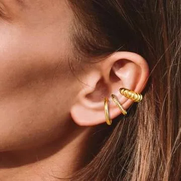 Sroyte 9Pcs Gold Ear Cuffs for Women Non piercing, 14K 18k Gold Plated Ear cuff earrings for women Cartilage Clip Cuff Earrings Jewelry for women