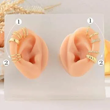 Sroyte 9Pcs Gold Ear Cuffs for Women Non piercing, 14K 18k Gold Plated Ear cuff earrings for women Cartilage Clip Cuff Earrings Jewelry for women