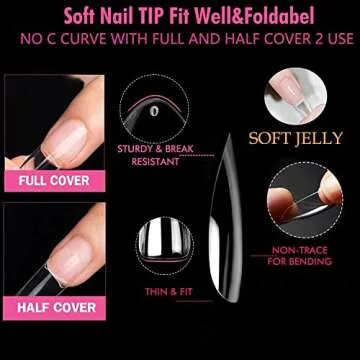 UNA GELLA Almond Shape Fake Nail Tips for DIY Salon