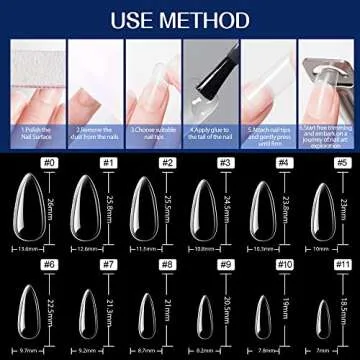 UNA GELLA Almond Shape Fake Nail Tips for DIY Salon