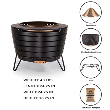 TIKI Smokeless 25" Patio Fire Pit for Outdoor Comfort