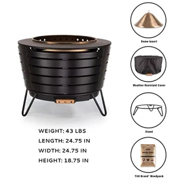 TIKI Smokeless 25" Patio Fire Pit for Outdoor Comfort