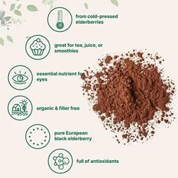 Organic Elderberry Juice Powder, 4oz | 100% Natural Fruit Powder | Cold Pressed European Elderberries | No Sugar & Additives | Great Flavor for Drinks, Smoothie, & Beverages | Non-GMO & Vegan