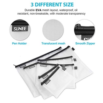 SUNEE Odor-Free Mesh Zipper Pouch for Ultimate Organization